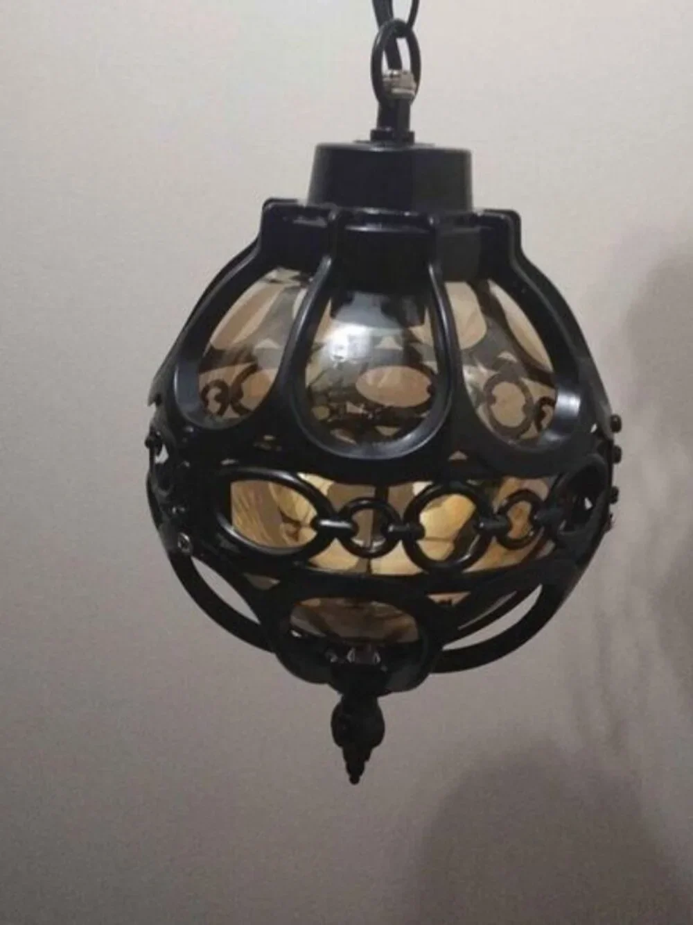 Loft‎ Tea Glass Metal Globe Sphere Courtyard Ceiling Pendant Light